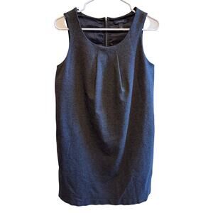 Lands' End Sleeveless Ponte Charcoal Gray Shift Dress Back Zipper Pockets Sz 6